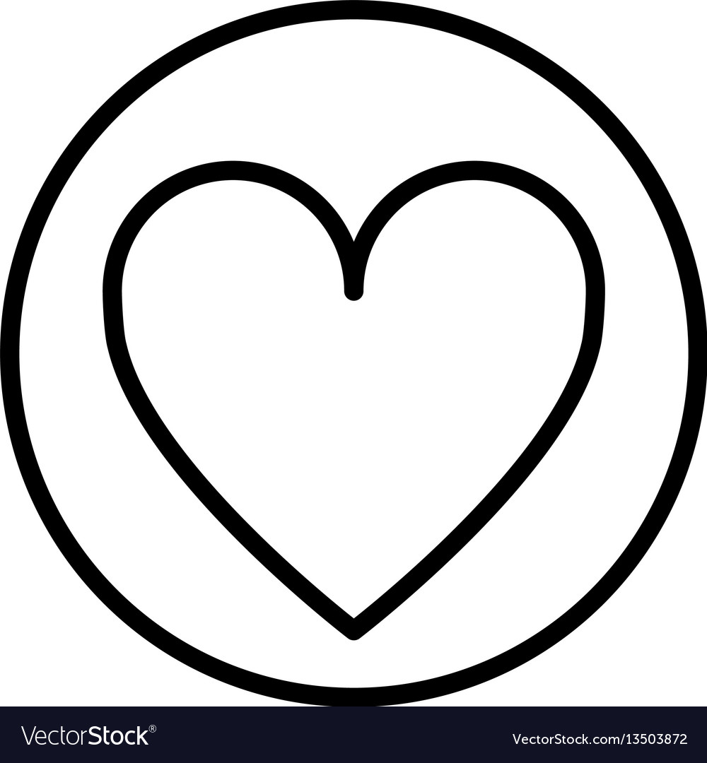 Monochrome contour circular with heart icon inside