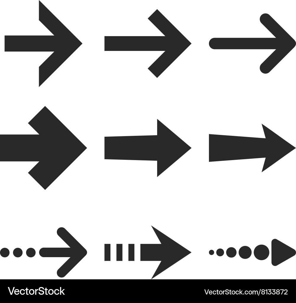 Right arrows flat icon set Royalty Free Vector Image