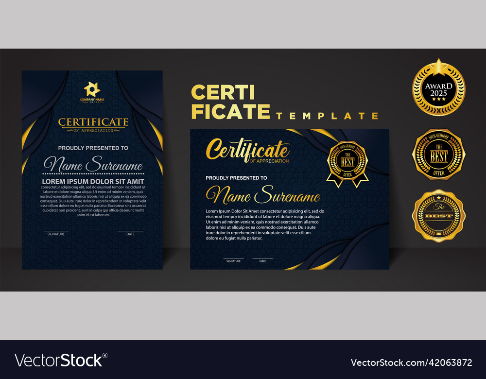 Set vertical and horizontal certificate template