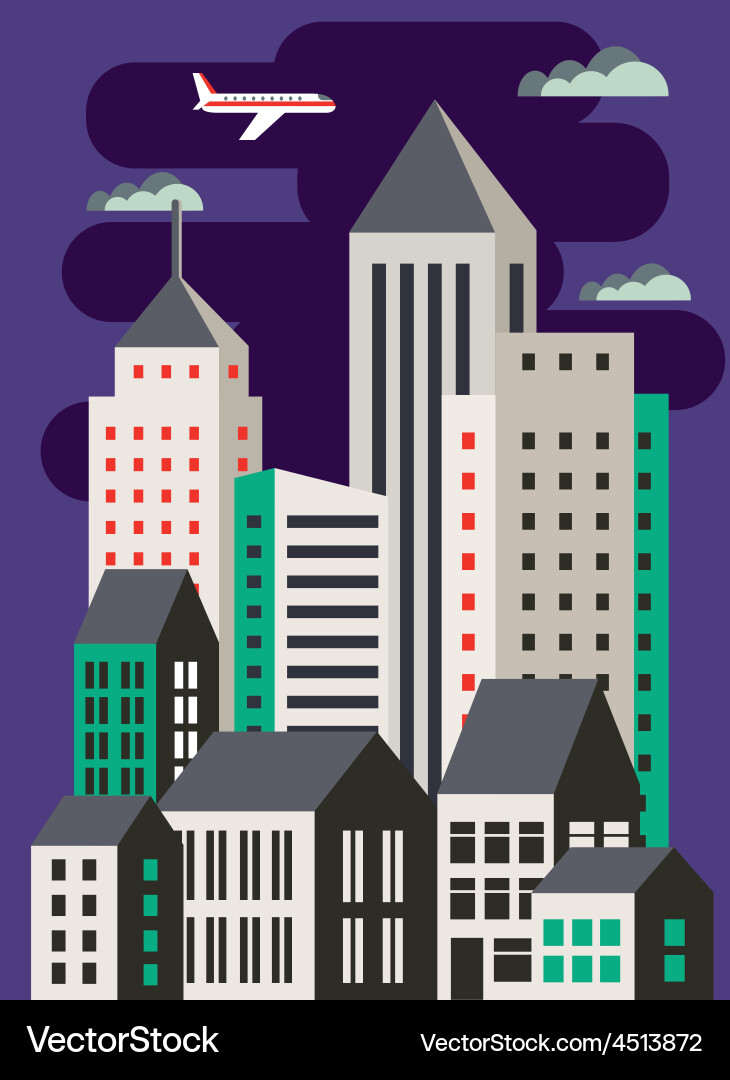 Urban flat style Royalty Free Vector Image - VectorStock