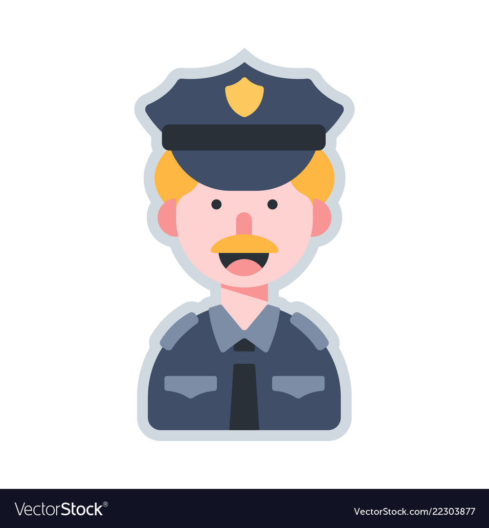 Avatar policeman flat Royalty Free Vector Image