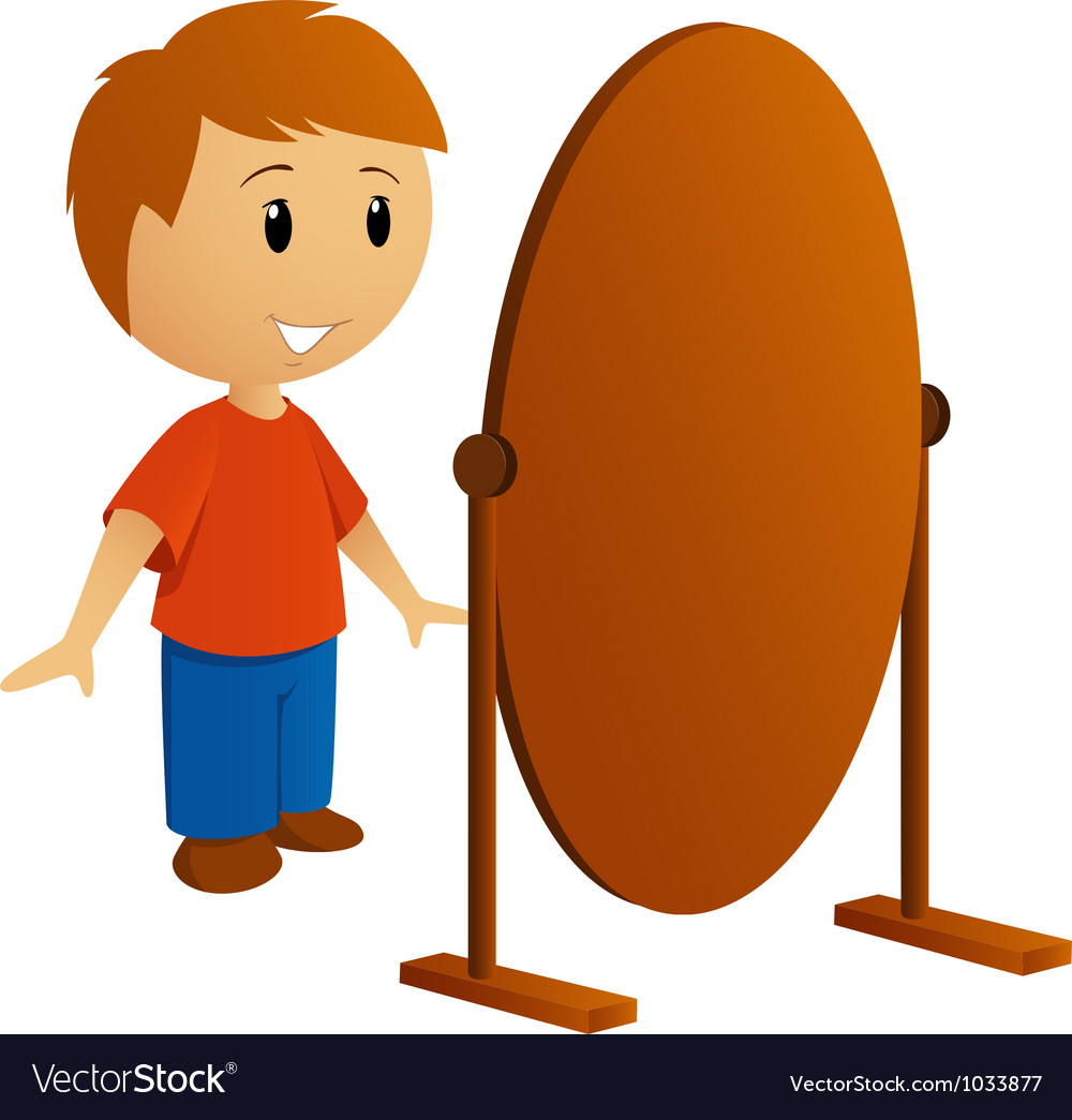 Boy With Mirror Royalty Free Vector Image Vectorstock