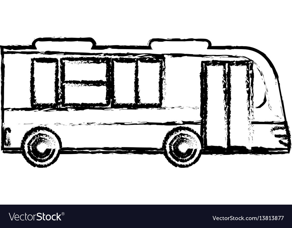 Bus business transport vehicle sketch Royalty Free Vector