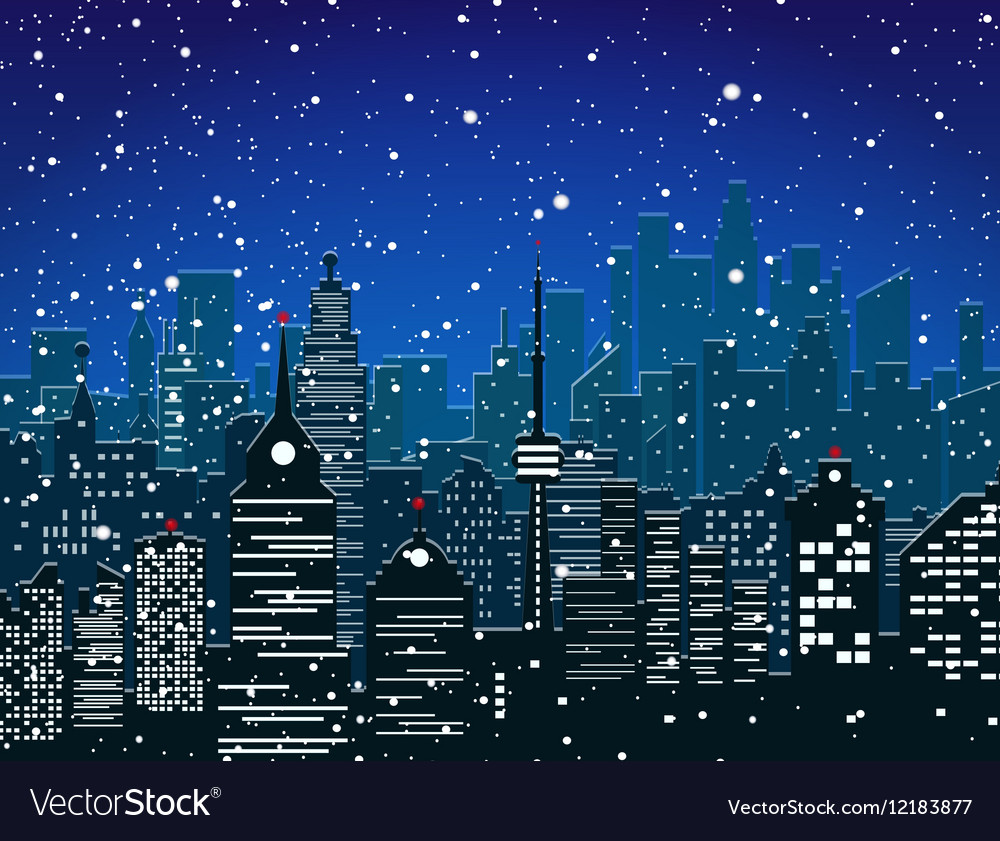 Christmas and new year winter urban cityscape