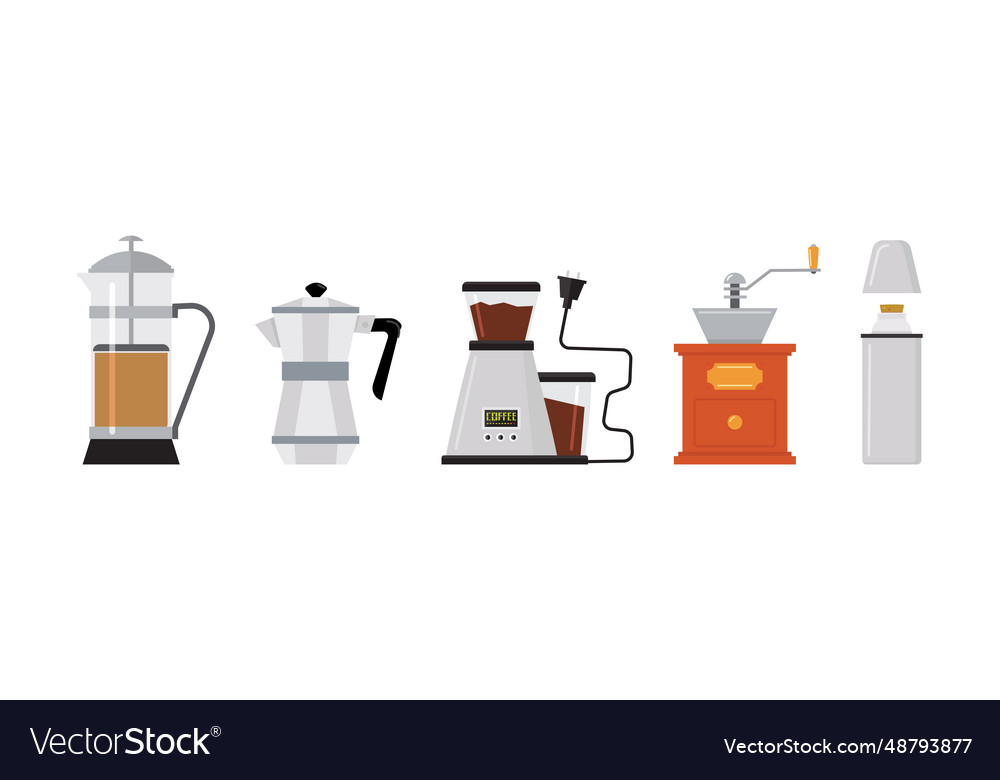 Coffee drink brewing icon and object set Vector Image