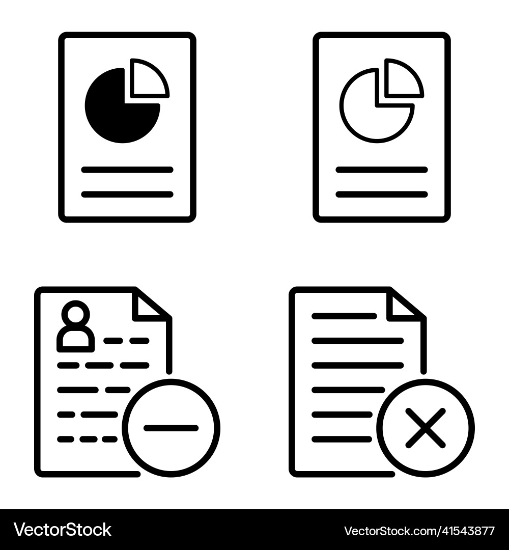 Docs1-2 flat icon set isolated on white background