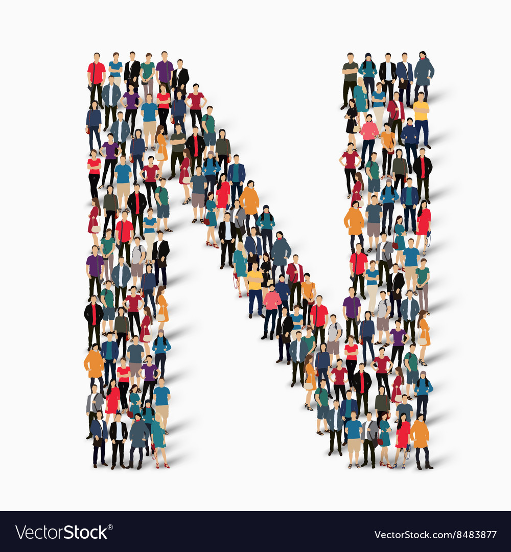 Group People Shape Letter N Royalty Free Vector Image