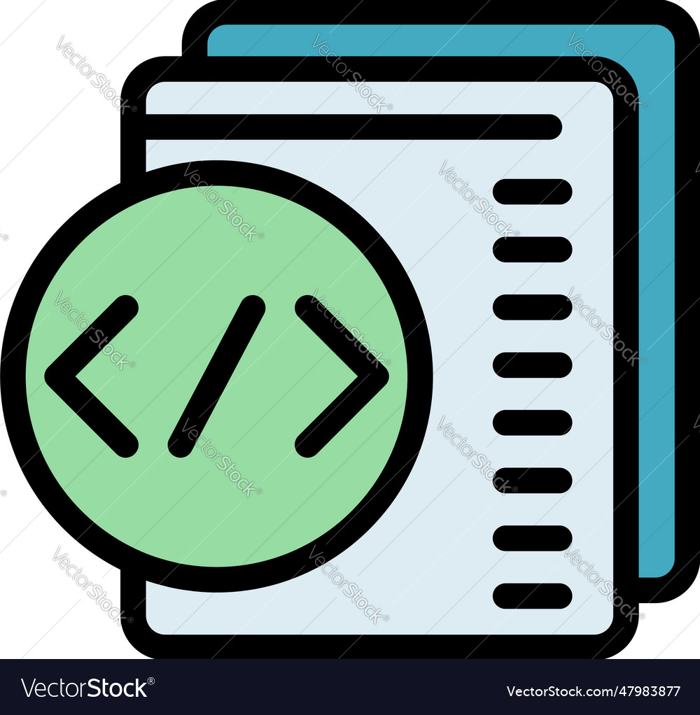Html code icon flat Royalty Free Vector Image - VectorStock