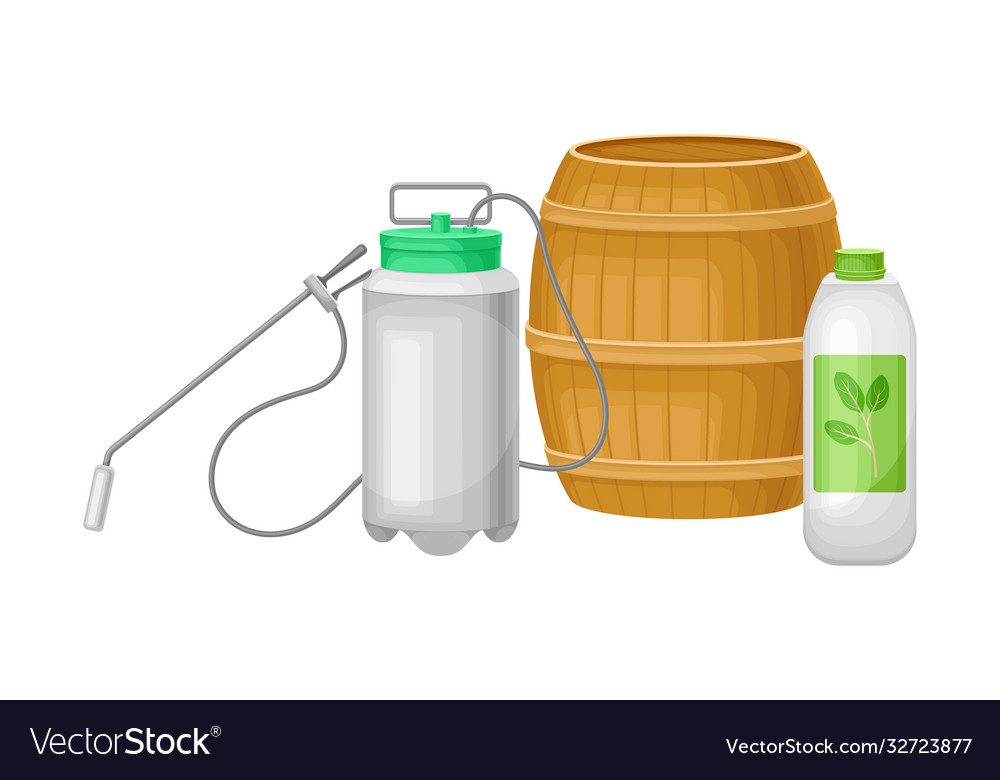 Pneumatic sprayer with fertilizer for soil Vector Image