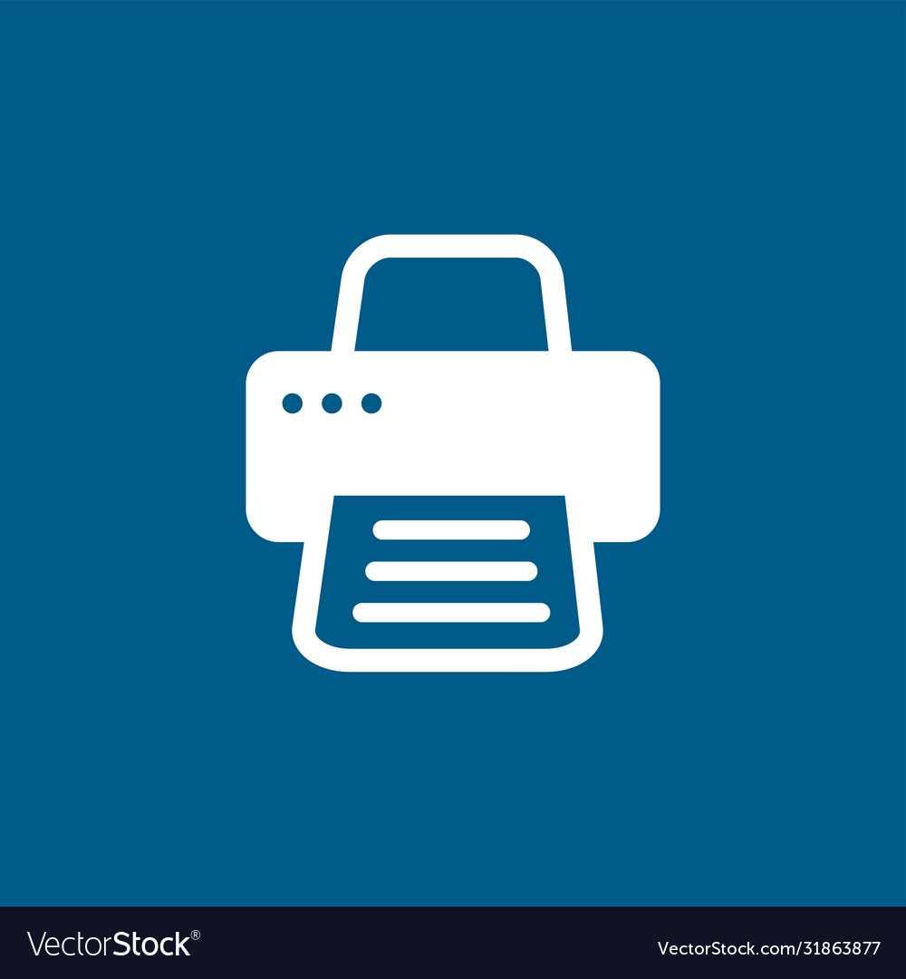 Printer icon on blue background flat style