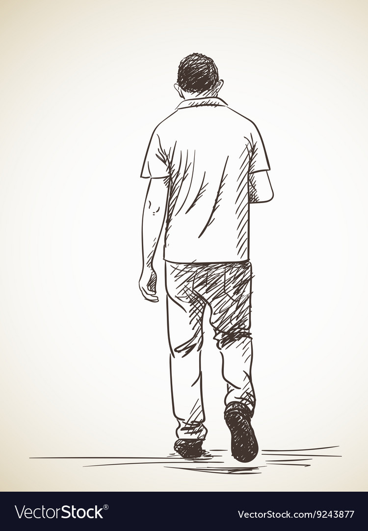 Back Man Walking Drawing Collection of humans, men in particular