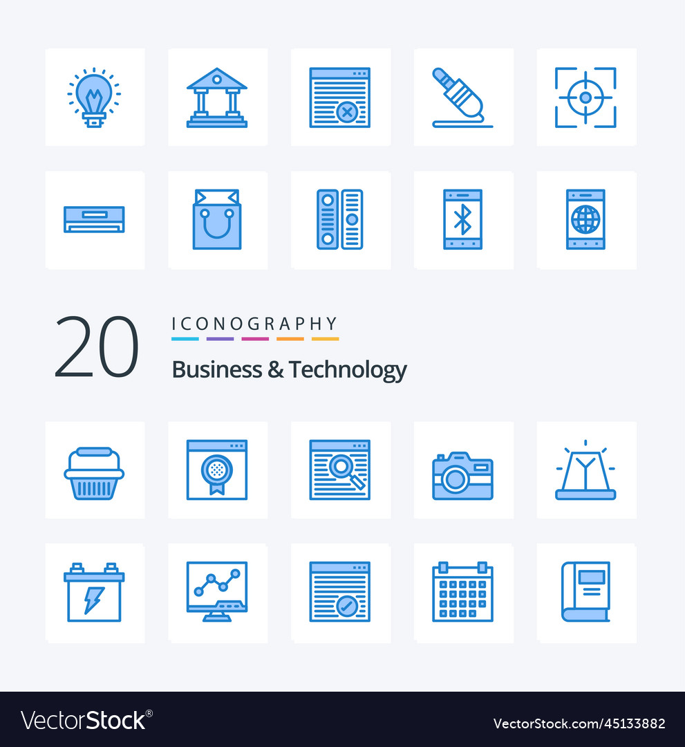 20 business technology blue color icon pack like