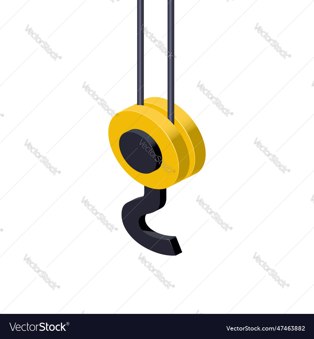 Crane hook design in isometric style for print