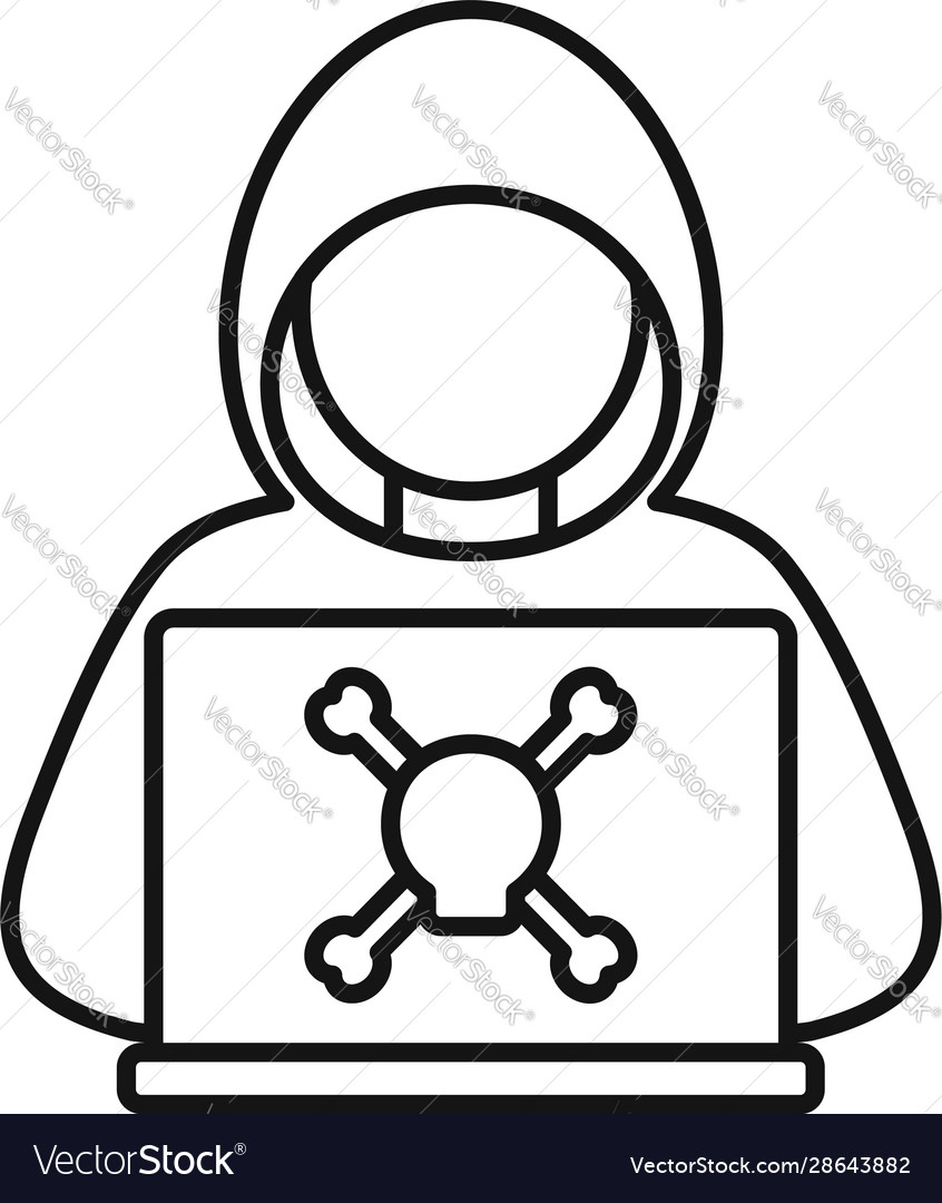 Criminal hacker icon outline style Royalty Free Vector Image