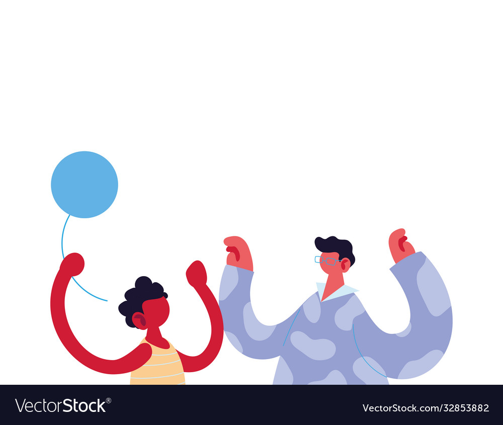 Father and son cartoon with balloon design Vector Image