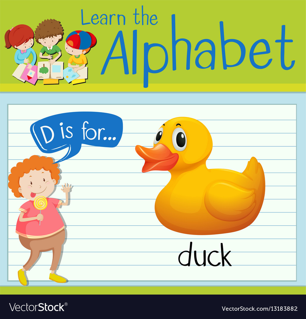 Flashcard letter d is for duck Royalty Free Vector Image