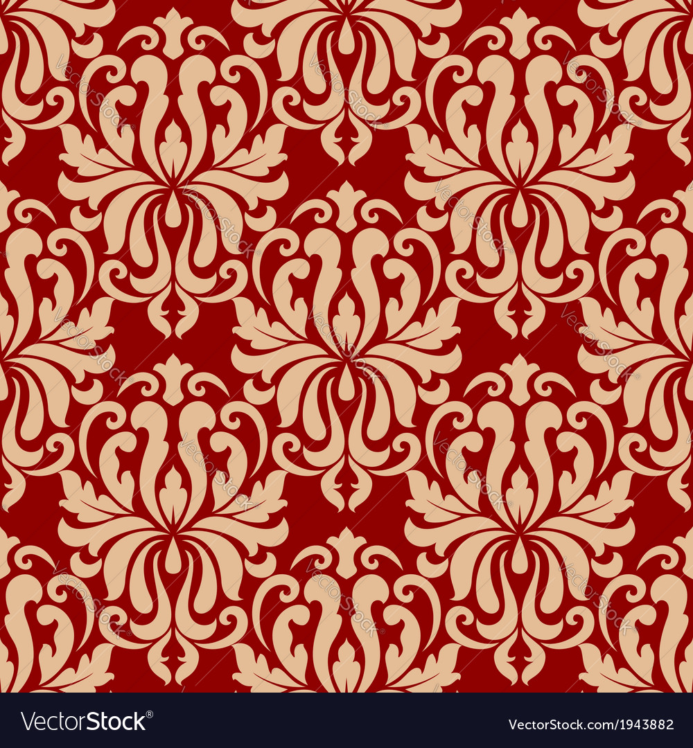 Ornate arabesque repeat pattern on red Royalty Free Vector