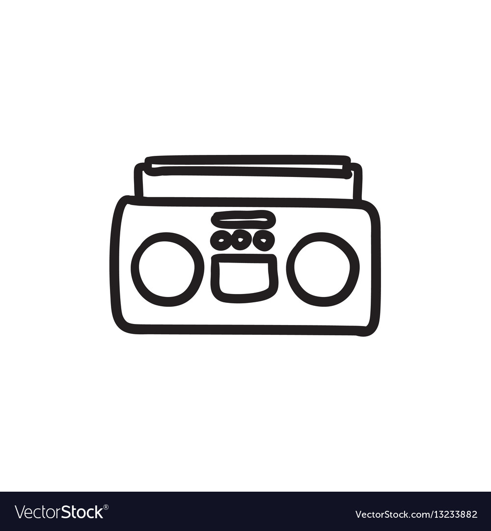 Radio cassette player sketch icon