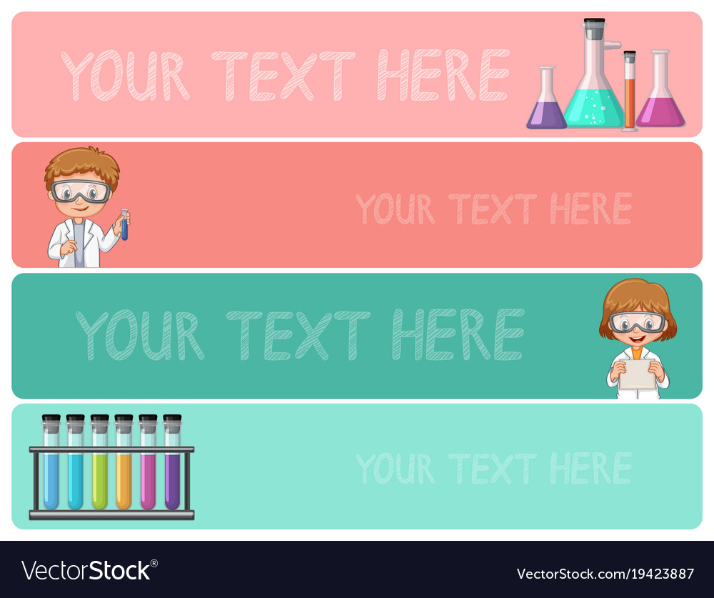 banner templates with kids in science lab vector image lab templates