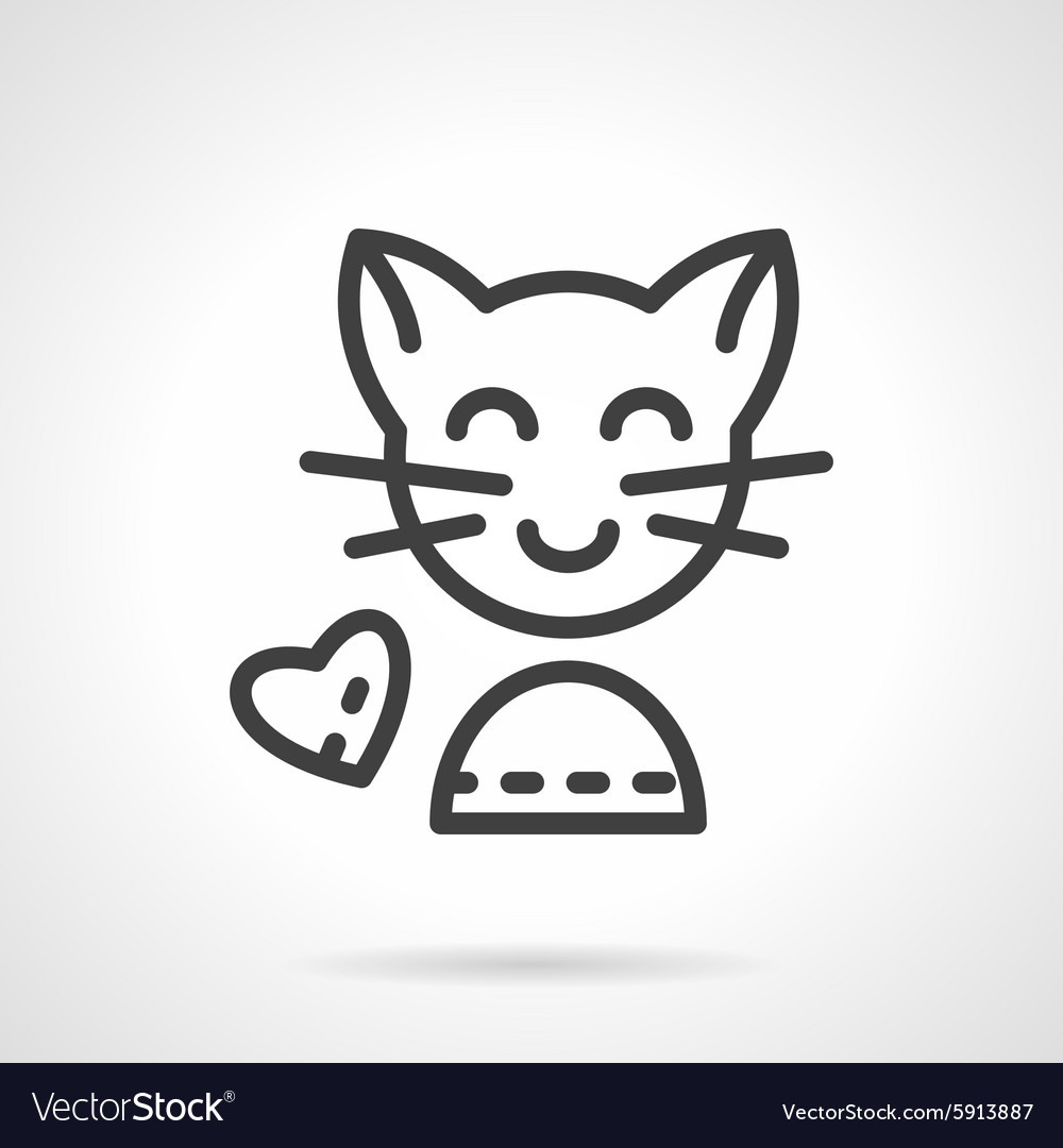 Cat icon. Funny pet black line symbol