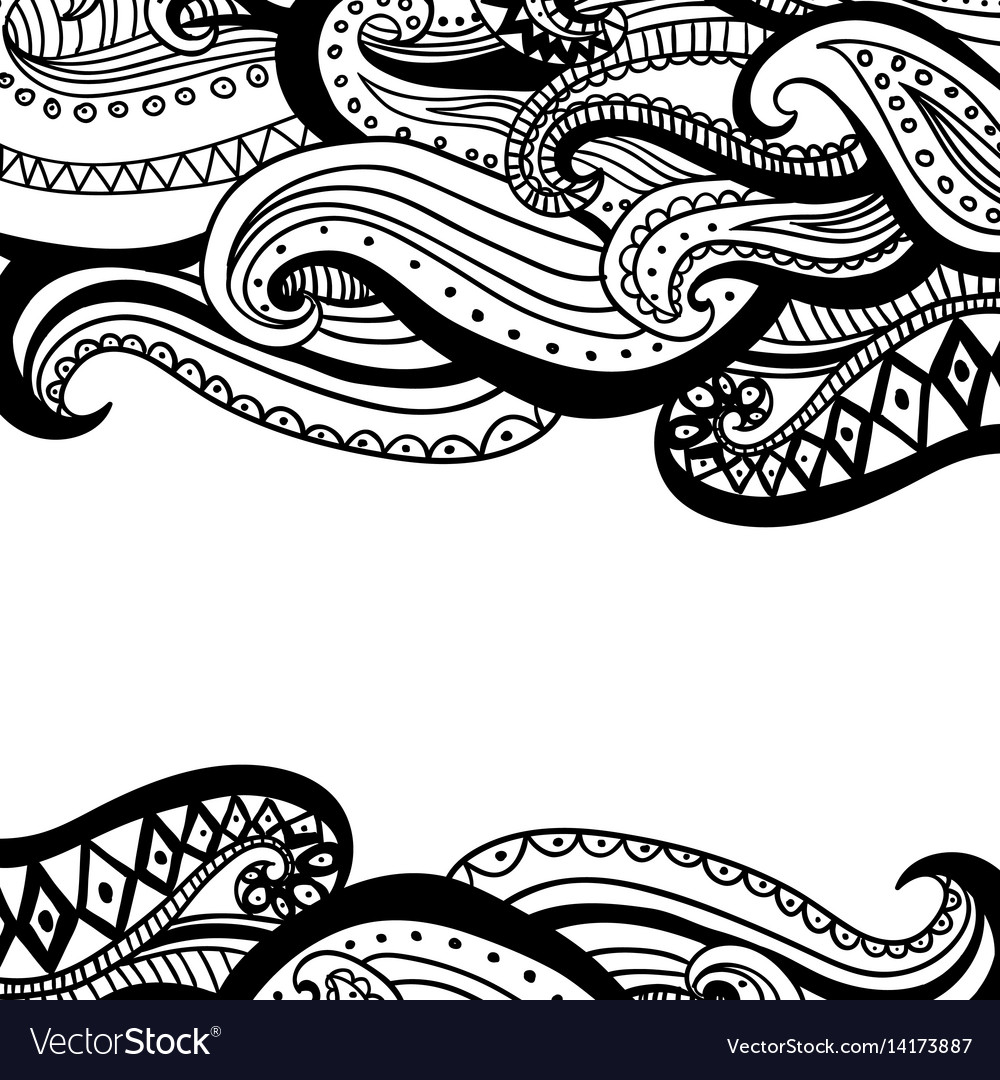 Hand drawn wave abstract outline ornamental