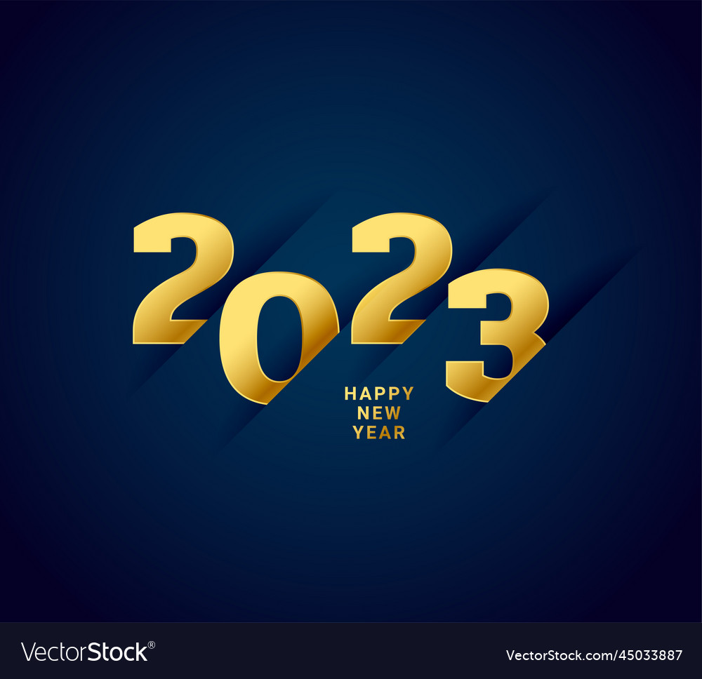 Happy new year banner with golden 2023 text