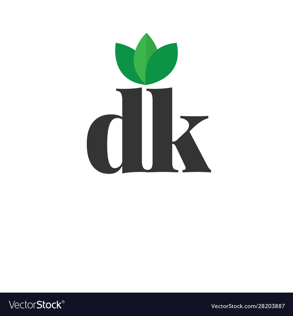 Initial letter dk green leaf logo design template