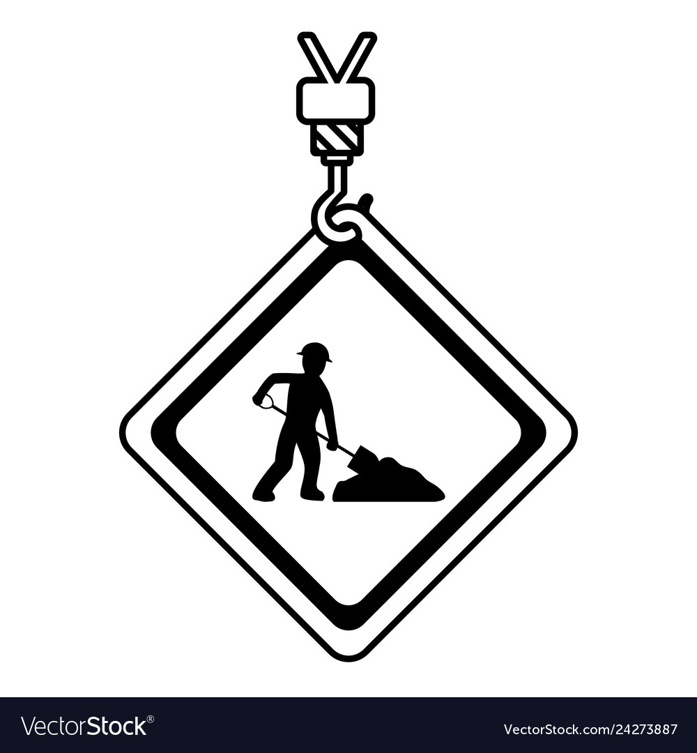 Line caution diamond emblem with laborer