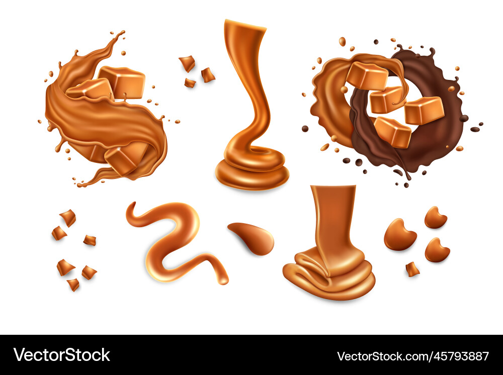 Realistic caramel chocolate candy toffee dessert Vector Image