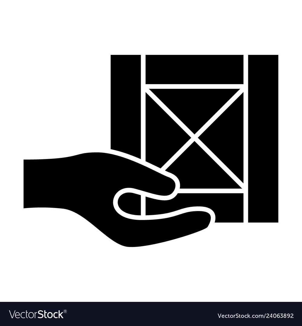 Box and hand solid icon delivery