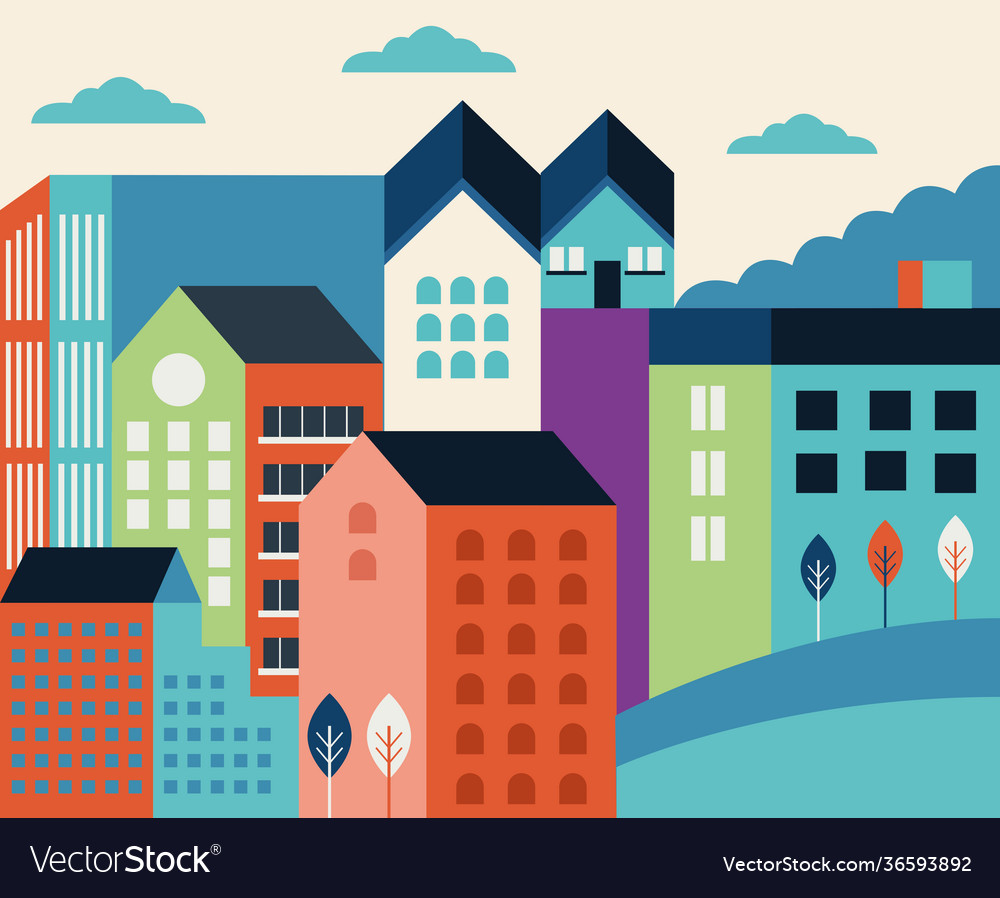 Buildings facades city Royalty Free Vector Image