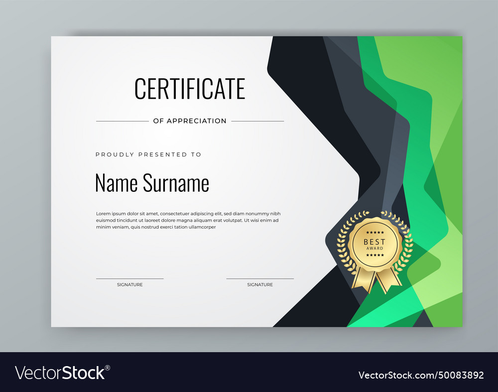 Green and black professional modern award Vector Image