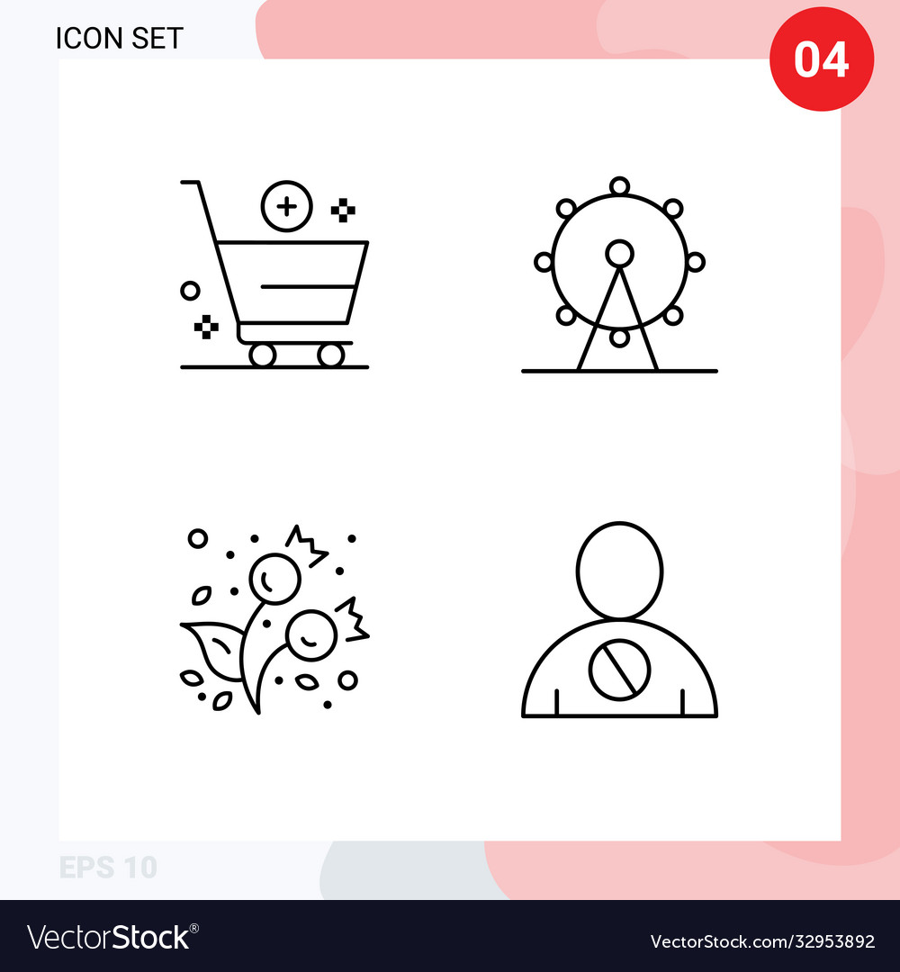 Mobile interface line set 4 pictograms add