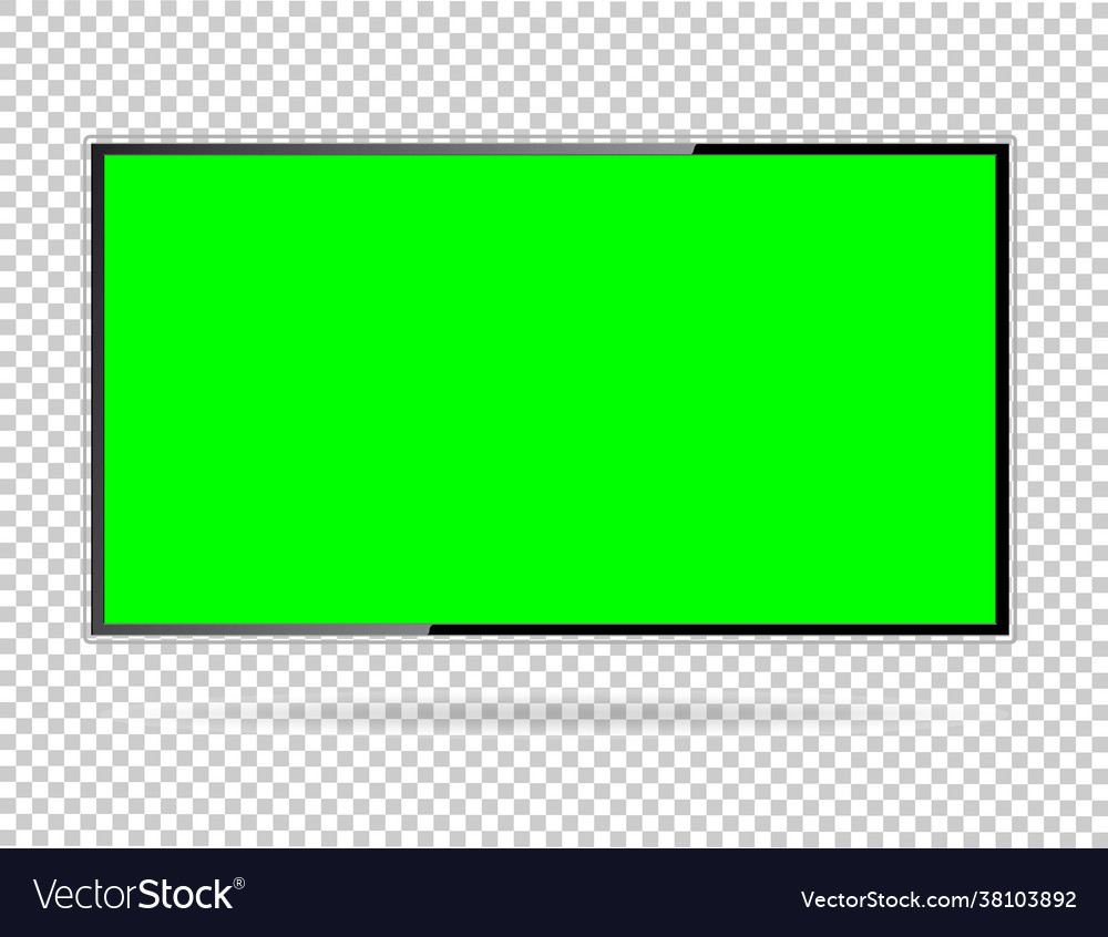 Realistic tv lcd screen mockup panel with green