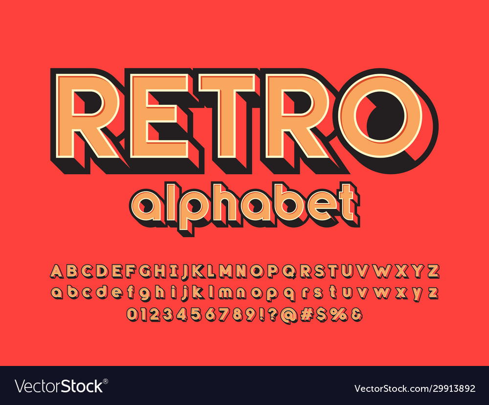 Retro font Royalty Free Vector Image - VectorStock