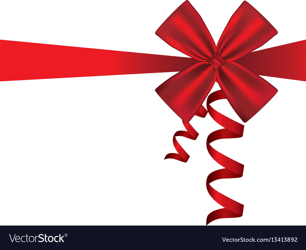 Silk red ribbon and bow wrapping decorative Vector Image