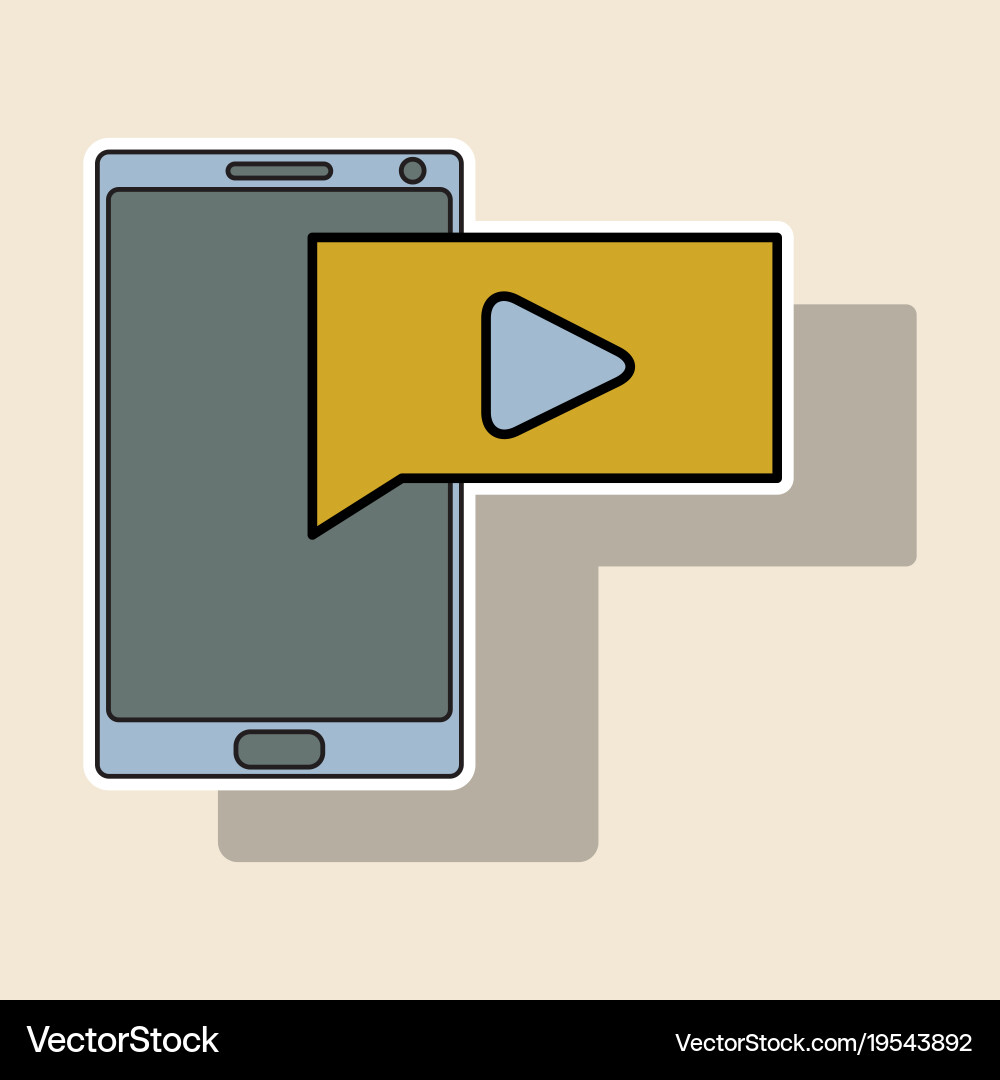 Sticker video buffering streaming on phone icon Vector Image