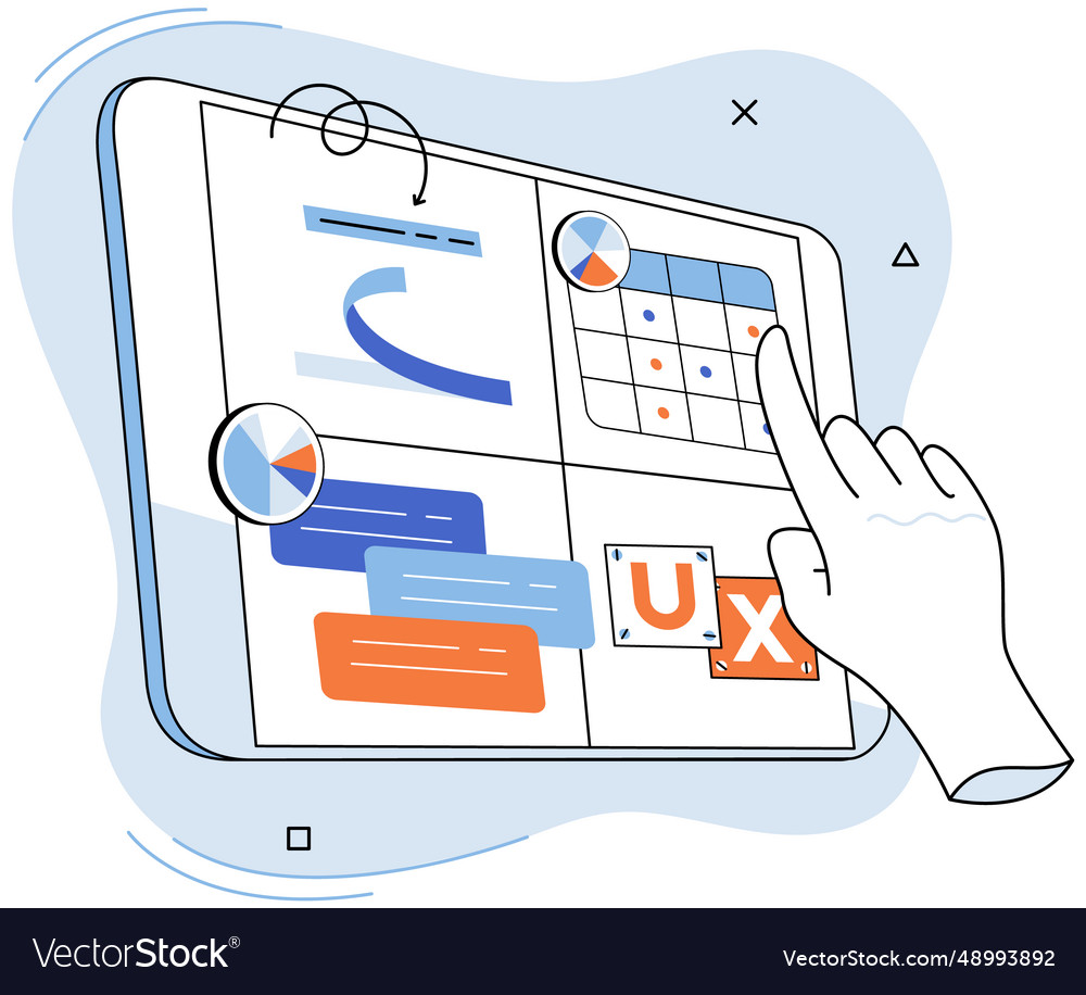 Ux design metaphor ui two sides Royalty Free Vector Image