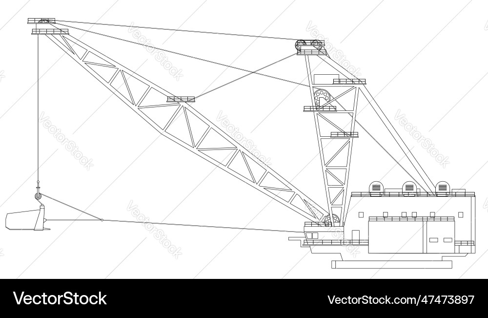 A dragline excavator heavy equipment Royalty Free Vector