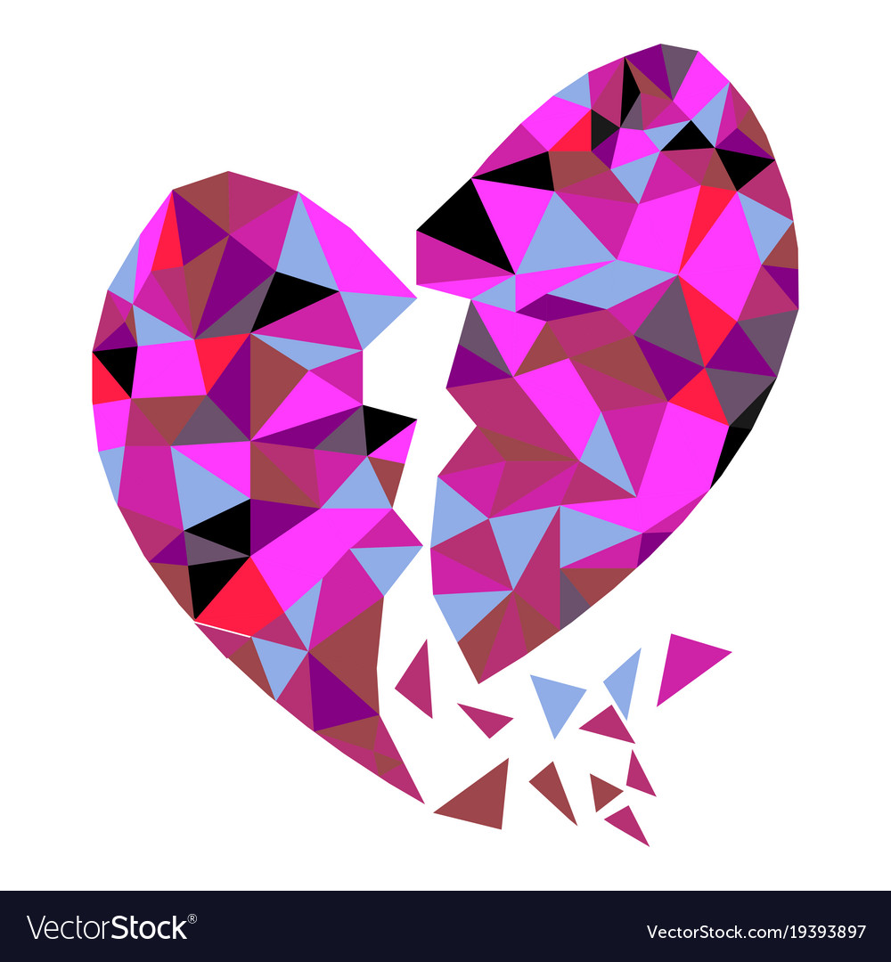 Abstract geometric polygon broken heart