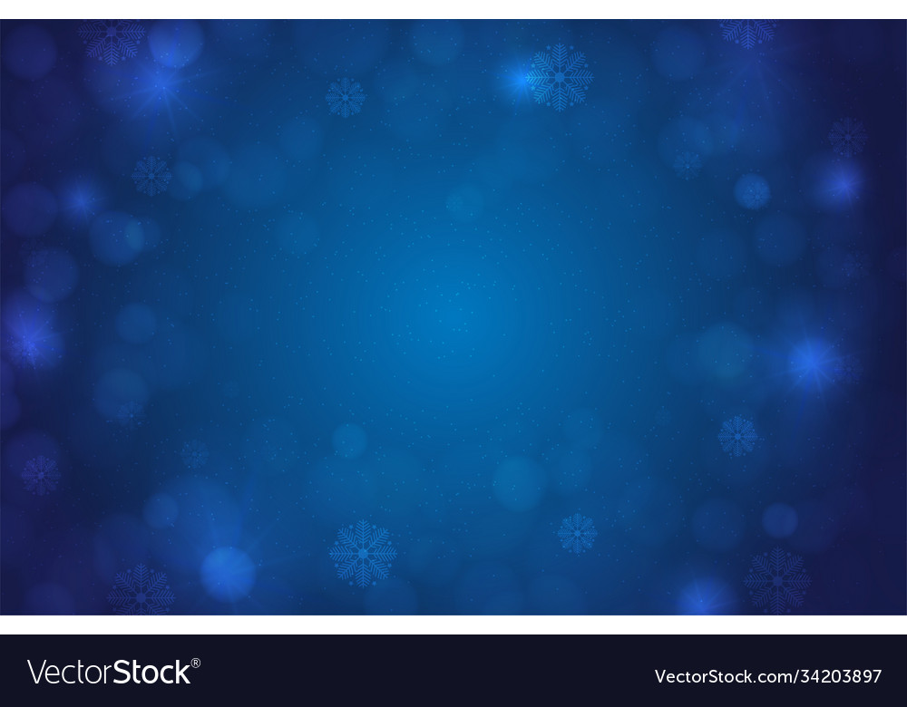 Christmas background with snow and blue light