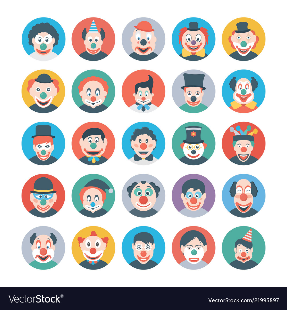 Circus Joker flache Icons