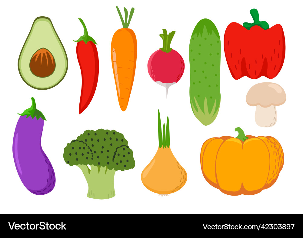 Different vegetables icon set Royalty Free Vector Image