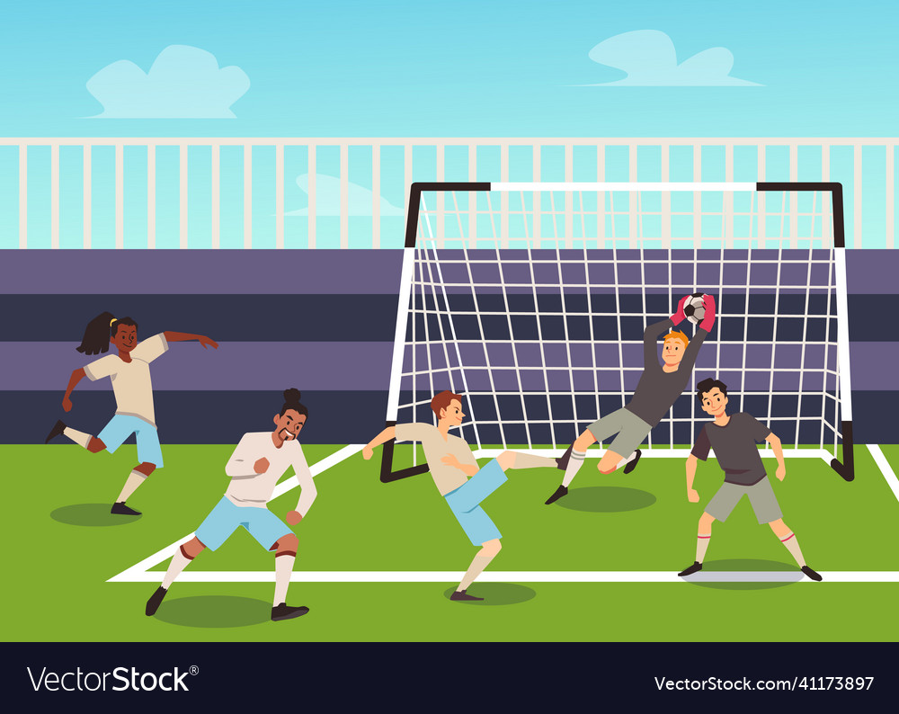 Football or soccer match competition at stadium Vector Image