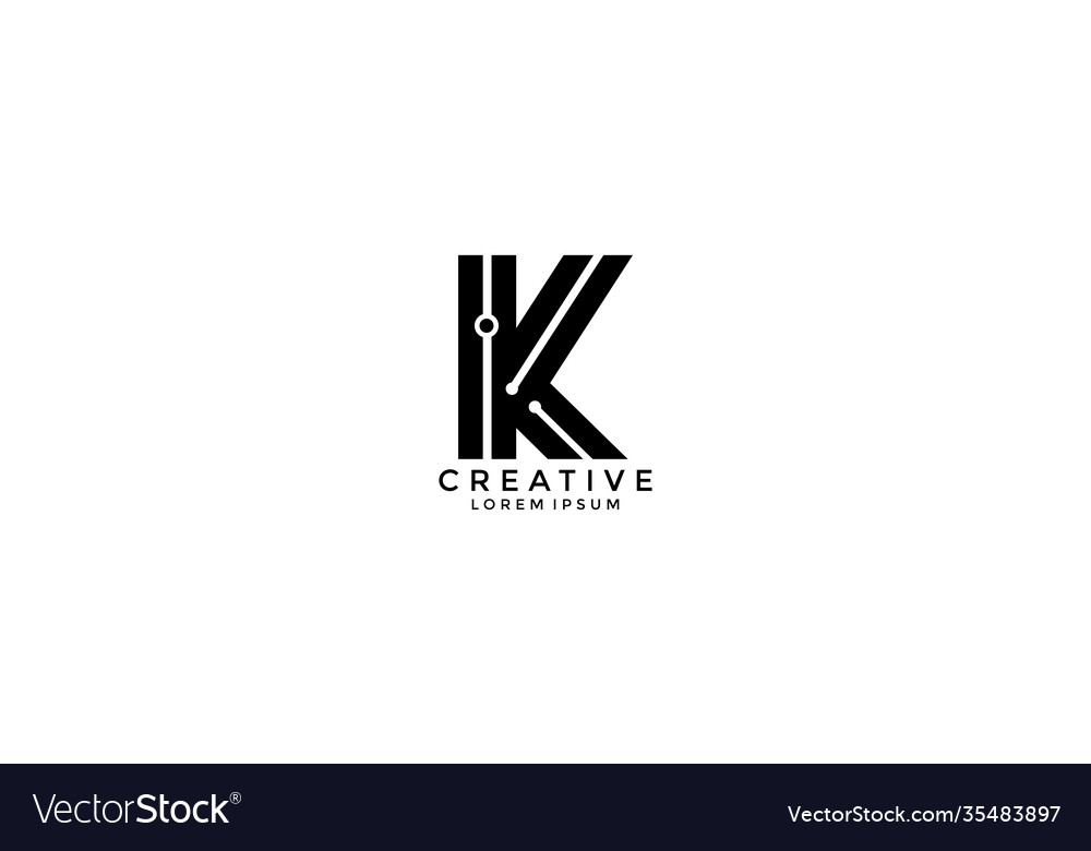 Initial letter k tech style logo design template Vector Image