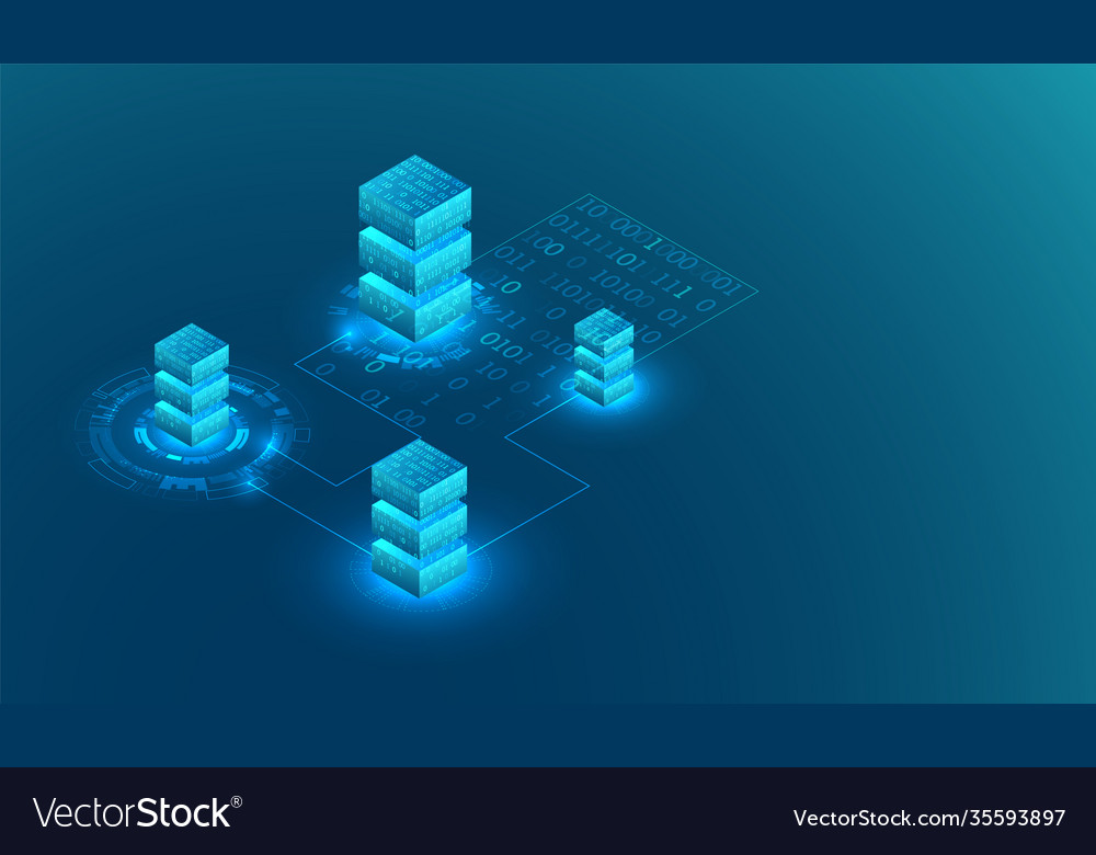 Isometric big data flow processing concept cloud Vector Image