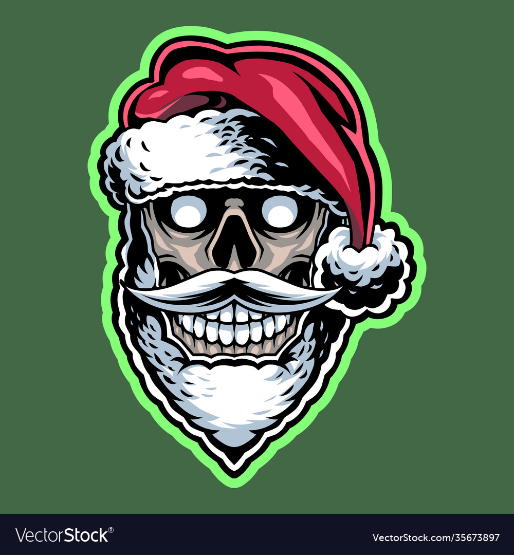 Santa skull head mascot logo design Royalty Free Vector