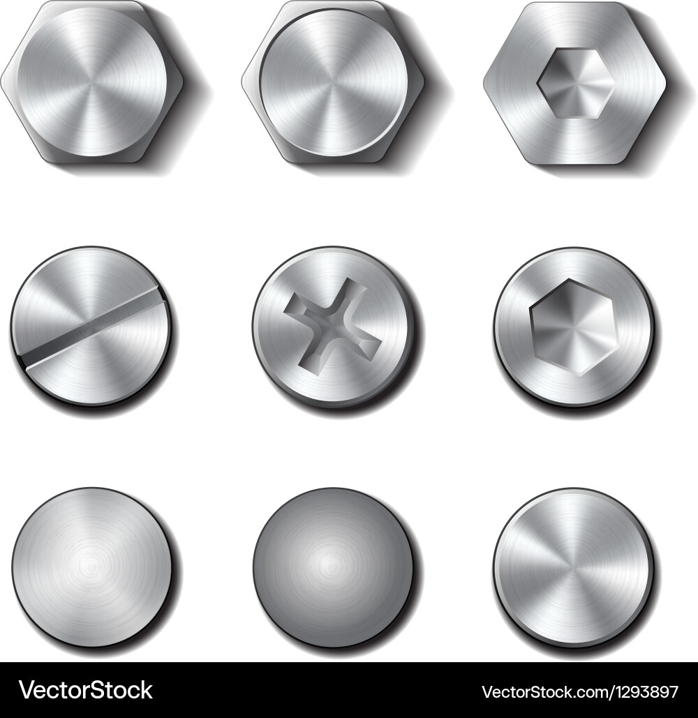 Set screws and bolts on white background Vector Image