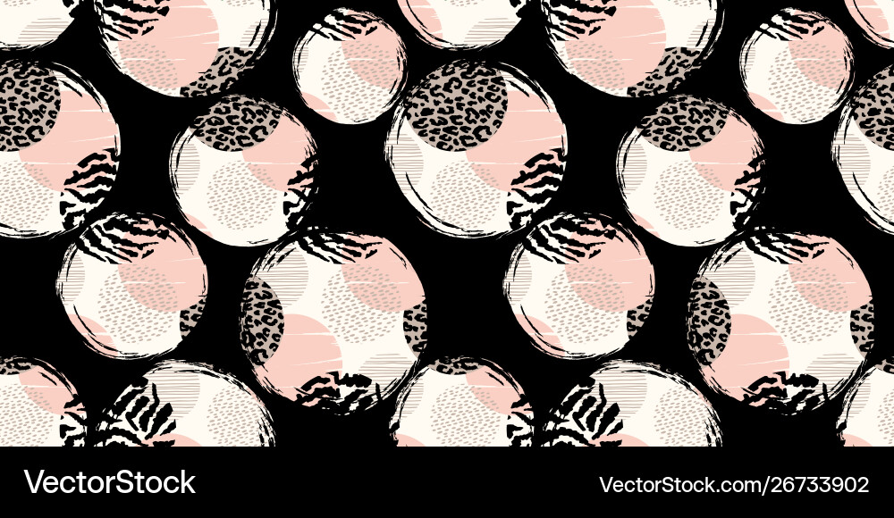 Abstract geometric seamless pattern with animal Vector Image