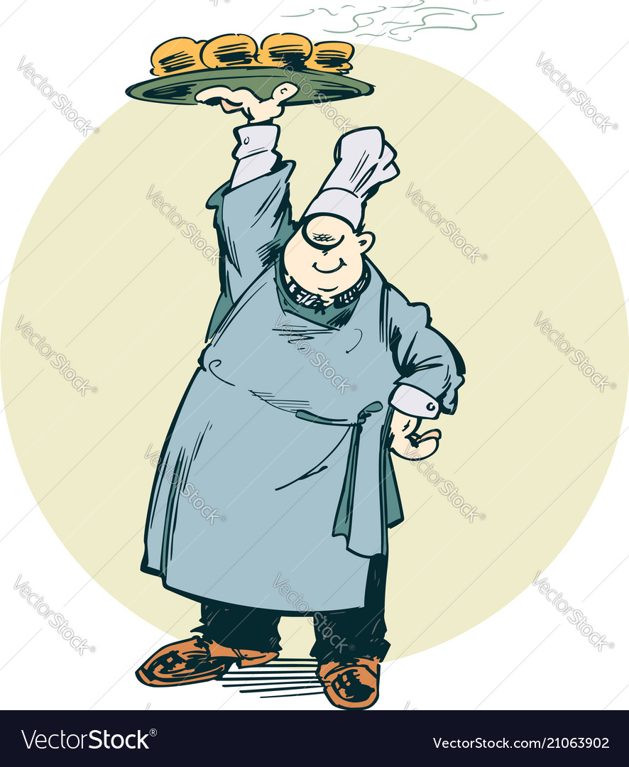 Chef holding a cake